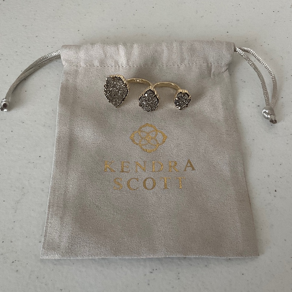Kendra Scott Gold Triple Druzy Ring with Gray Stones